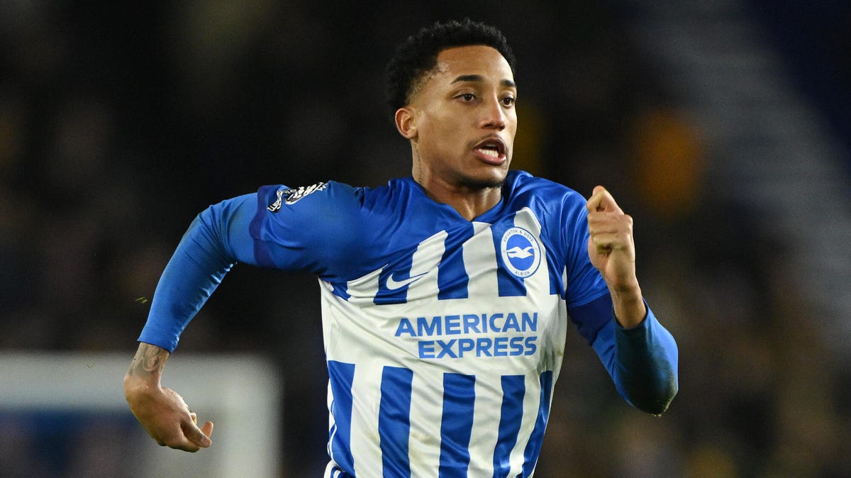 Brighton forward Joao Pedro running.