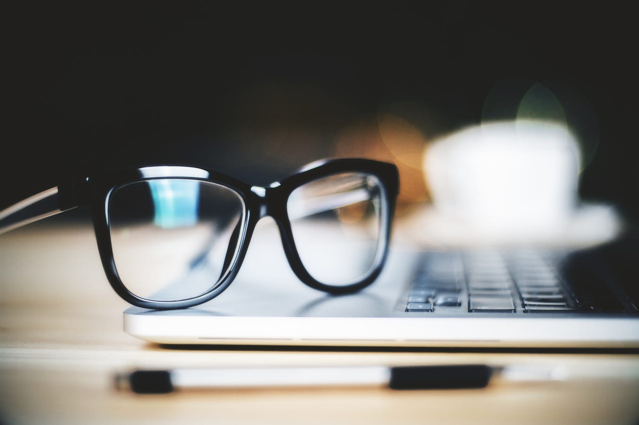 glasses on a laptop