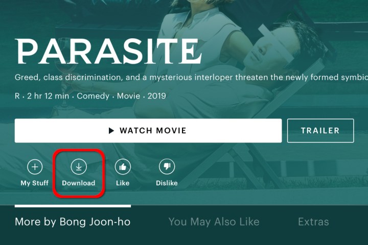 Hulu Download Movie button.