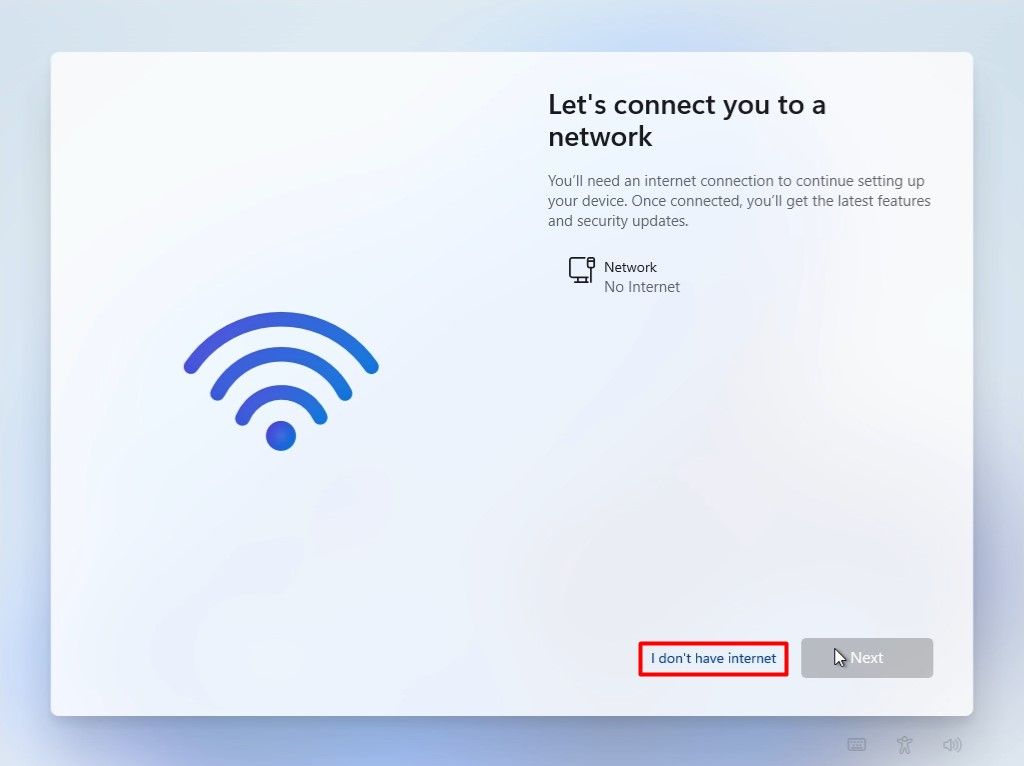 I don't have internet option during Windows installation