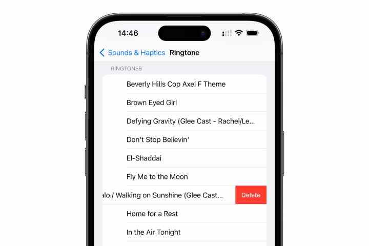 Delete a custom ringtone in iOS 16.