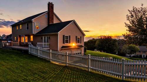 a home at dusk.