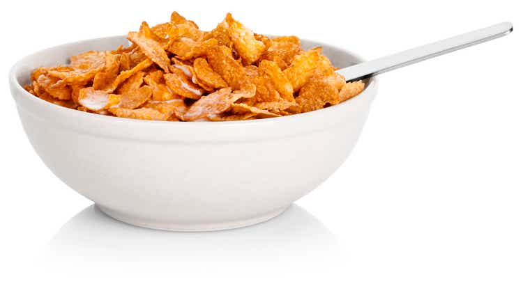 Bowl of corn flakes cereal