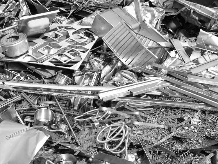 Close up photo of silver color scrap metal and metal trash