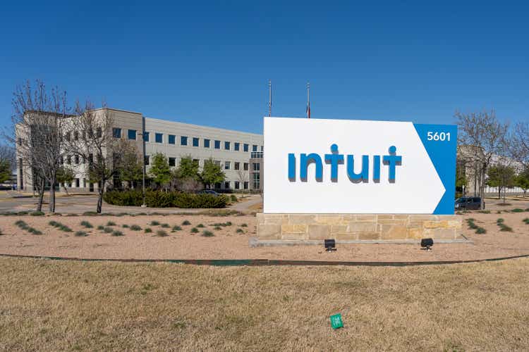 Intuit office building in Plano, Texas, USA.