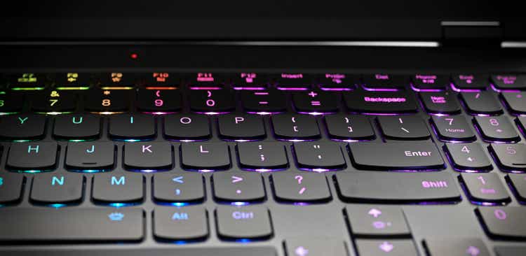 A keyboard with backlit keys