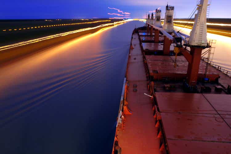 Ship Sailing Detroit Canal in Usa