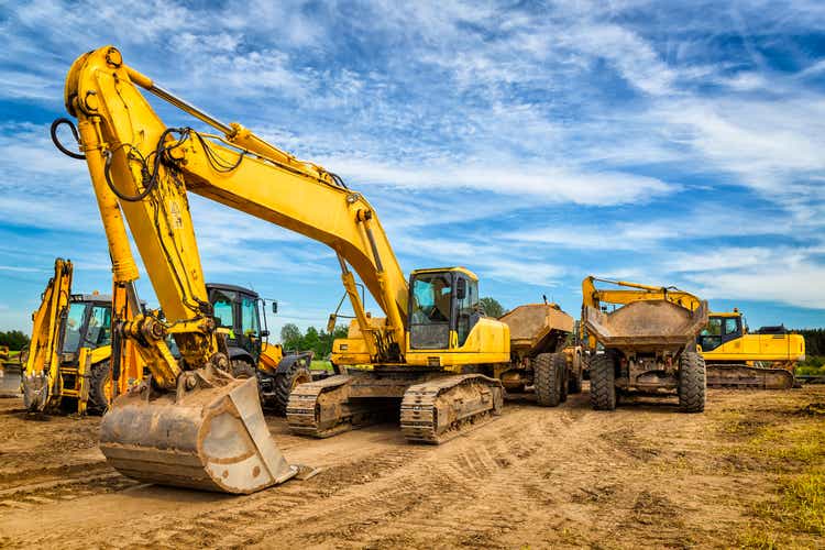 Road construction machinery on the construction of highway