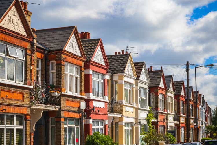 Red brick British terraced houses in London