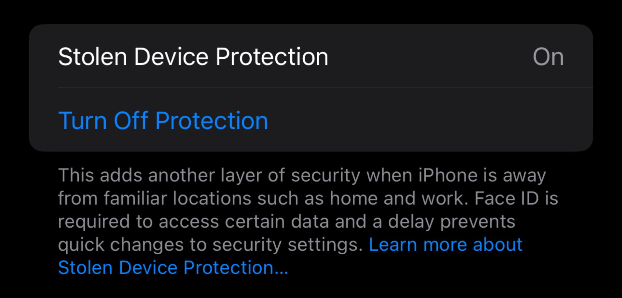 Apple iPhone Stolen Device Protection