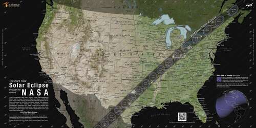 The path of the total solar eclipse on April 8, 2024. 