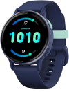 a dark blue garmin vivoactive 5 on a white background