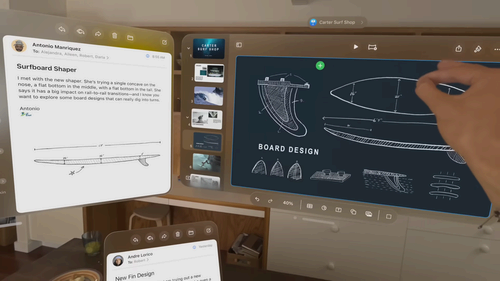 Visualization of pinching hand gestures inside Vision Pro