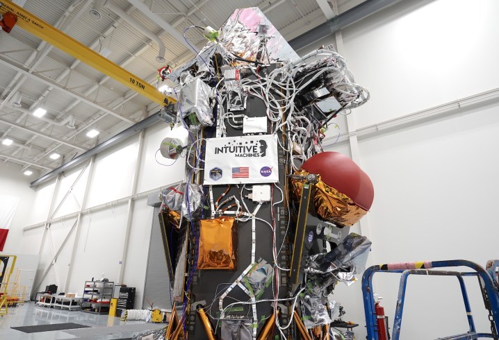 The Nova-C lunar lander at Intuitive Machines’ headquarters in Houston.