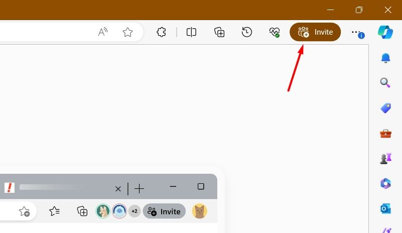 Invite button in Edge.