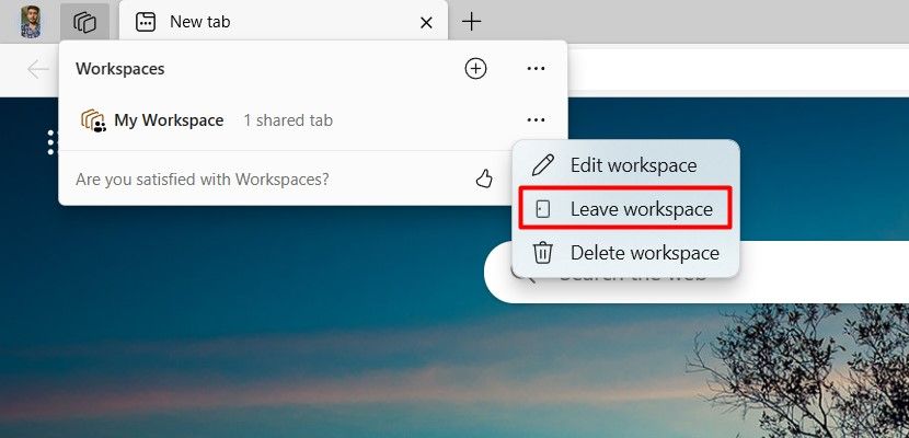 Leave Workspace option in Edge.