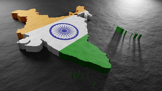 Map and Flag of India