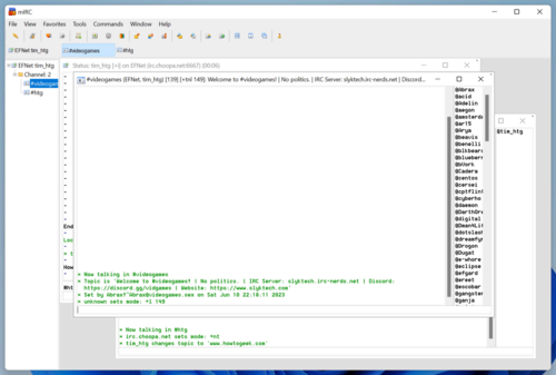 The mIRC IRC client running in Windows 11 can replace Discord too