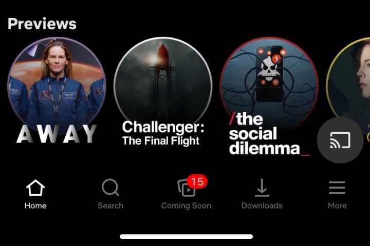 Netflix casting icon on iOS.