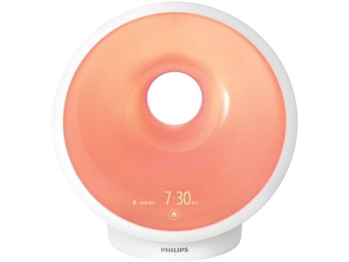 The Philips SmartSleep sleep and wake-up light in sunset mode.