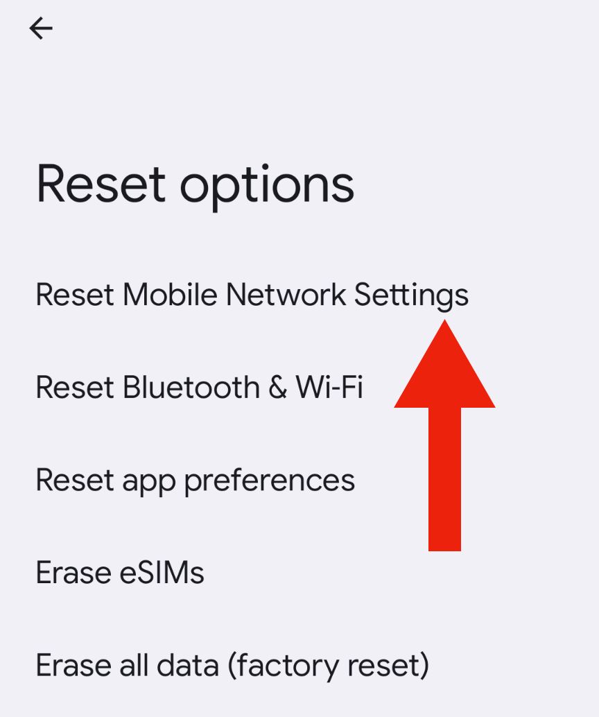 Pixel 7 more reset options