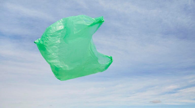 green plastic bag