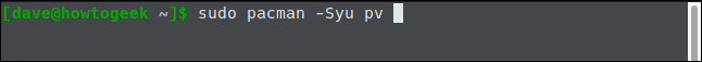 sudo pacman -Syu pv in a terminal window