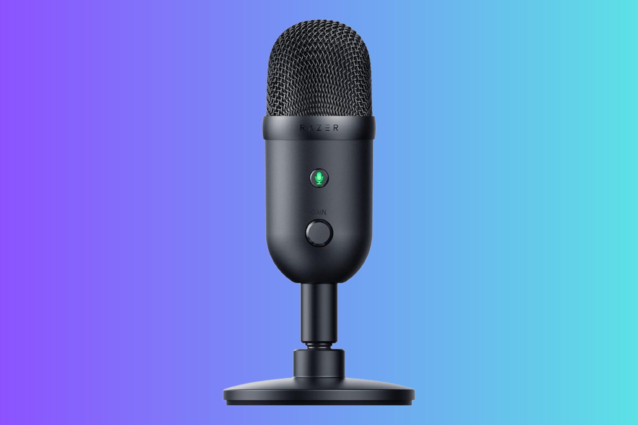 Razer Seiren V2 X USB Microphone on gradient background