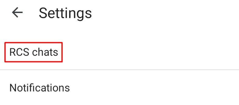 RCS Chats option in the Google Messages app.