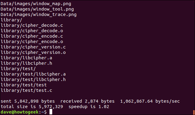 Rsync running slightly faster. 