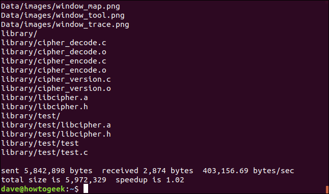 Rsync over a network looks the same as regular rsync. 