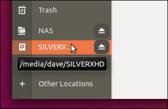 tooltip for an external drive