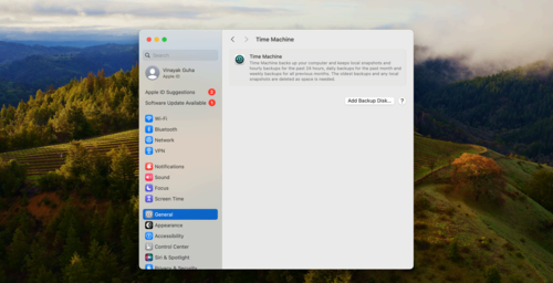 Time Machine within macOS settings.