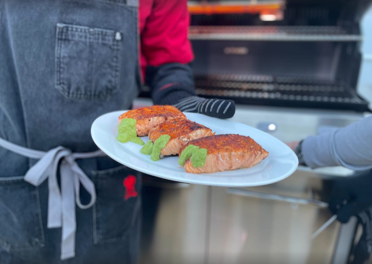 salmon filets on plate