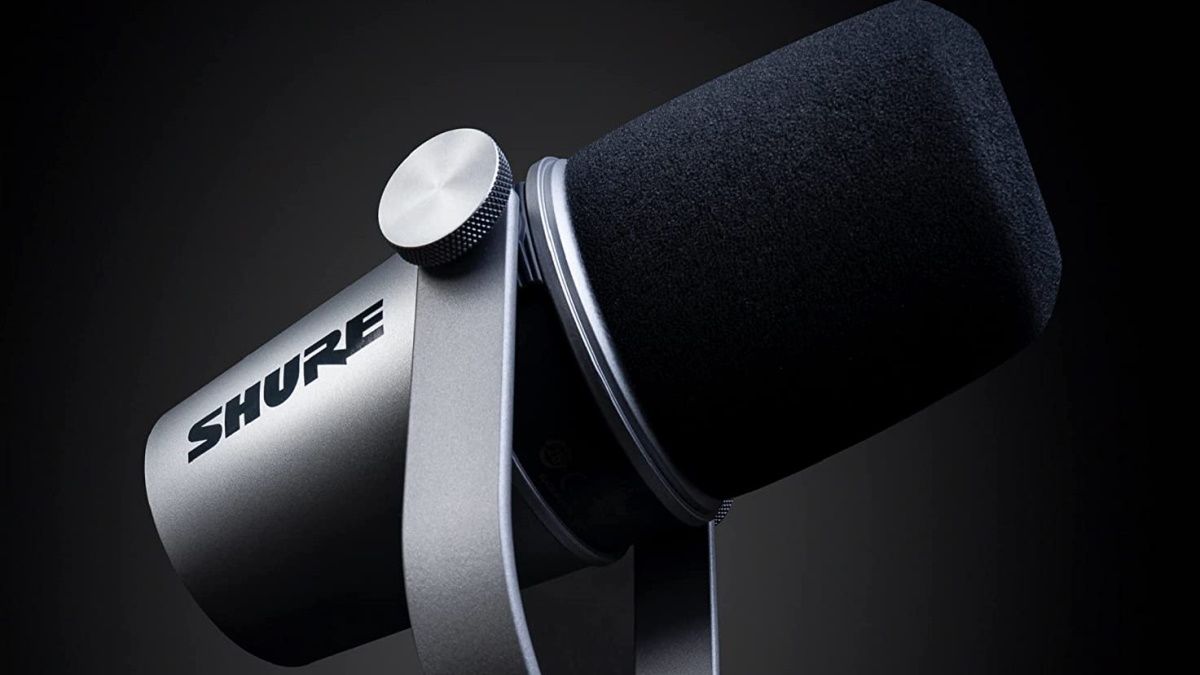 Shure MV7 on black background