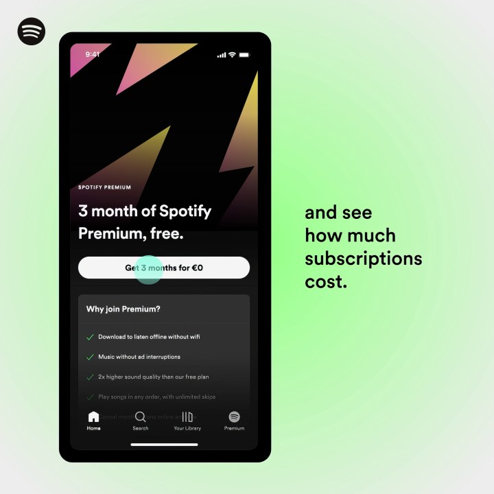 A slide from Spotify showing in-app purchases.