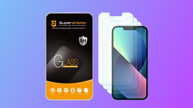 supershieldz screen protector on blue and purple background