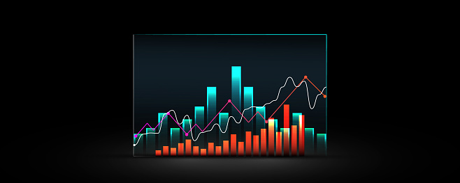 technology background picture Concept of trading or financial management and chart analysis. Advertising banner design screen