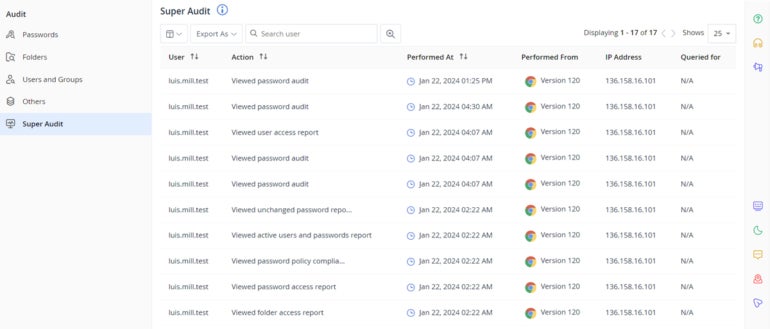 Super Audit logs.