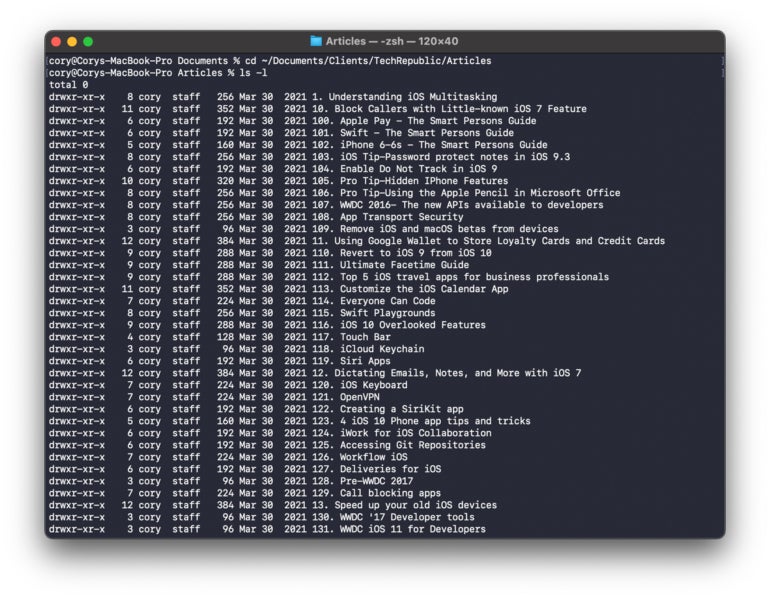 The ls -l command is one easy way to view all the file and folder permissions when viewing a particular folder.