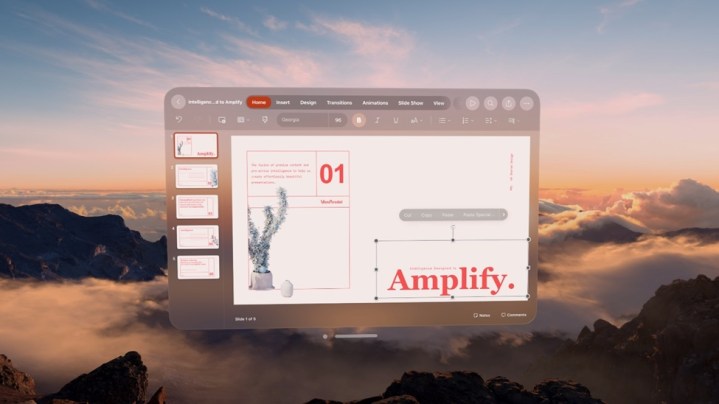 Microsoft's PowerPoint on the Vision Pro.