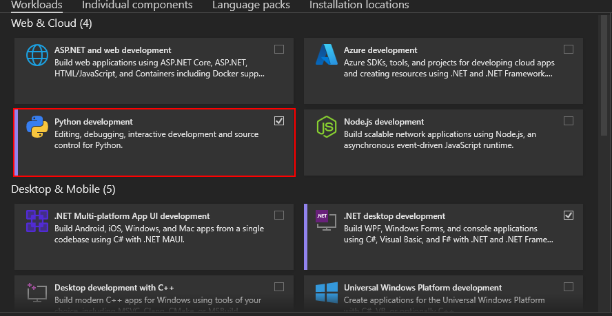 VS Options for Setup