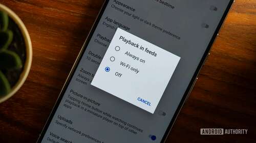 youtube mobile settings playback in feeds