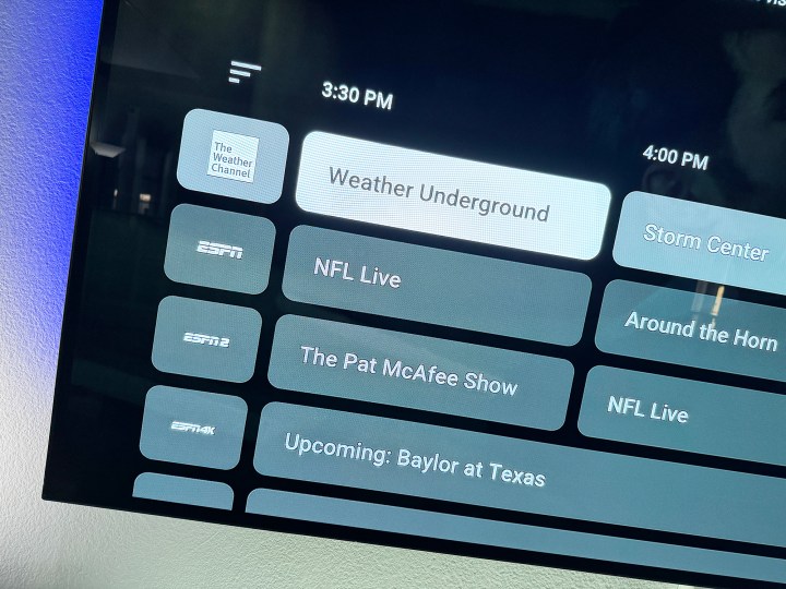 The YouTube TV channel guide.