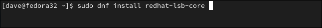 sudo dnf install rehdat-lsb-core in a terminal window