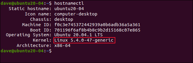 hostnamectl in a terminal window