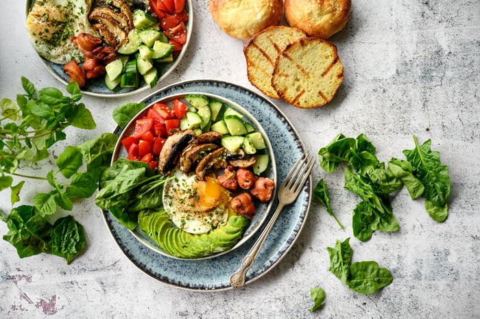 A salad made up of avocado and other foods.