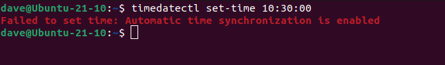 You can't set the time if time synchronization is in force