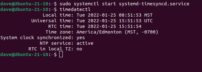 Restarting the NTP service and restoring the correct time values