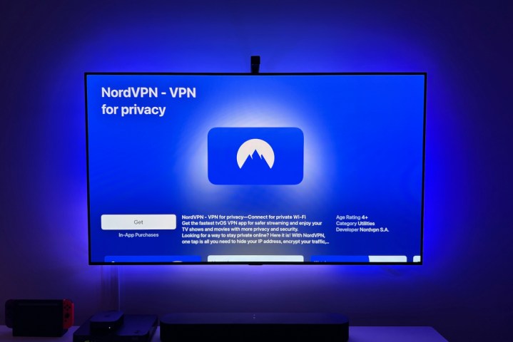 The NordVPN app on the App Store on Apple TV.